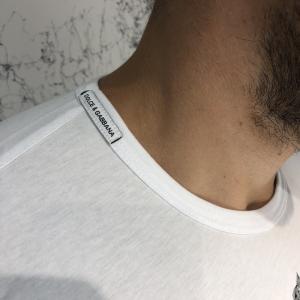 Фото Одежда Dolce & Gabbana T-Shirt With Designer Patches King Wolf White