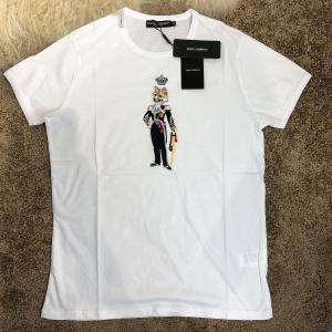 Фото Одежда Dolce & Gabbana T-Shirt With Designer Patches King Wolf White