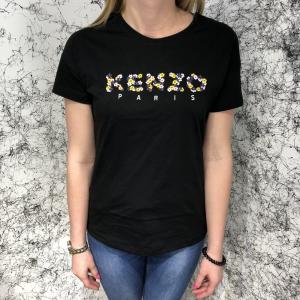 Фото Одежда Kenzo T-Shirt Flowers Logo Embroidered Black
