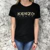 Kenzo T-Shirt Flowers Logo Embroidered Black