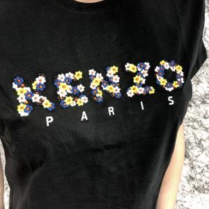 Фото Одежда Kenzo T-Shirt Flowers Logo Embroidered Black