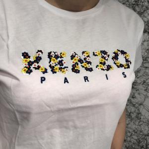 Фото Одежда Kenzo T-Shirt Flowers Logo Embroidered White