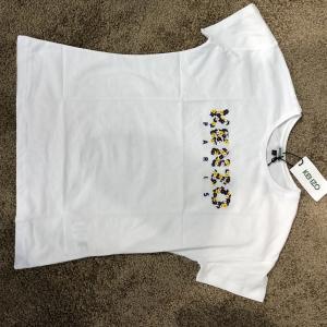 Фото Одежда Kenzo T-Shirt Flowers Logo Embroidered White