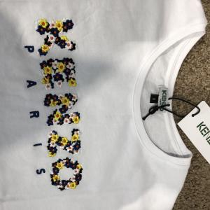Фото Одежда Kenzo T-Shirt Flowers Logo Embroidered White