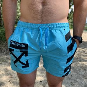 Фото Одежда Плавательные Шорты Off White With X Cross Neon Blue