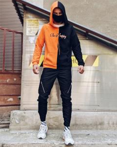 Фото Одежда Двуцветный худи Be Happy черно-оранжевый