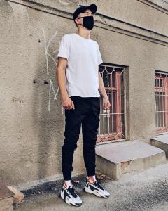 Фото Одежда Теплые брюки джоггеры мужские Пушка Огонь Zuren черные