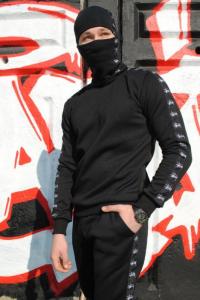 Фото  Штаны утеплённые чёрные с лампасами Stussy