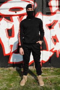 Фото Штаны утеплённые чёрные с лампасами Supreme