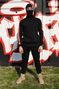 Фото Штаны утеплённые чёрные с лампасами Supreme