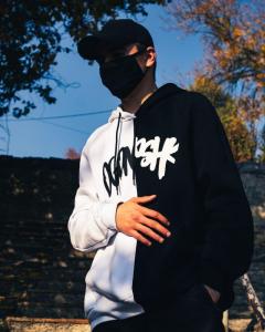 Фото Одежда Теплое худи унисекс Пушка Огонь Scratch черно-белый