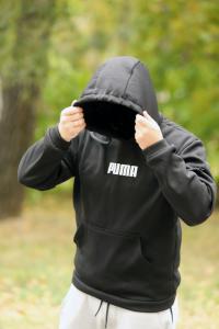 Фото Одежда Утепленная толстовка черная с белым PUMA