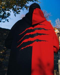 Фото Одежда Теплое худи унисекс Пушка Огонь Scratch черно-красный