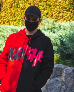 Фото Одежда Теплое худи унисекс Пушка Огонь Scratch черно-красный