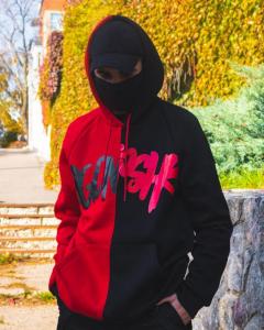 Фото Одежда Теплое худи унисекс Пушка Огонь Scratch черно-красный