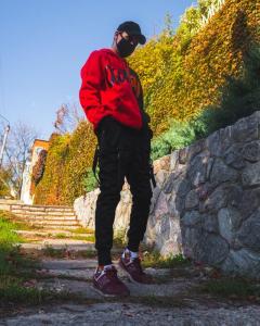 Фото Одежда Теплое худи унисекс Пушка Огонь Scratch черно-красный