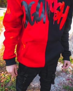 Фото Одежда Теплое худи унисекс Пушка Огонь Scratch черно-красный