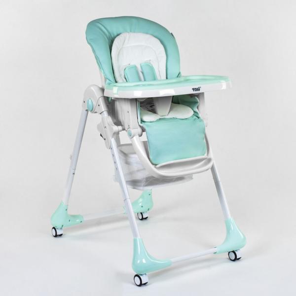 Стульчик для кормления Toti W-44700, мягкий PU, мягкий вкладыш, 4 колеса, съемный столик
