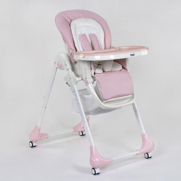 Стульчик для кормления Toti W-33600, мягкий PU, мягкий вкладыш, 4 колеса, съемный столик