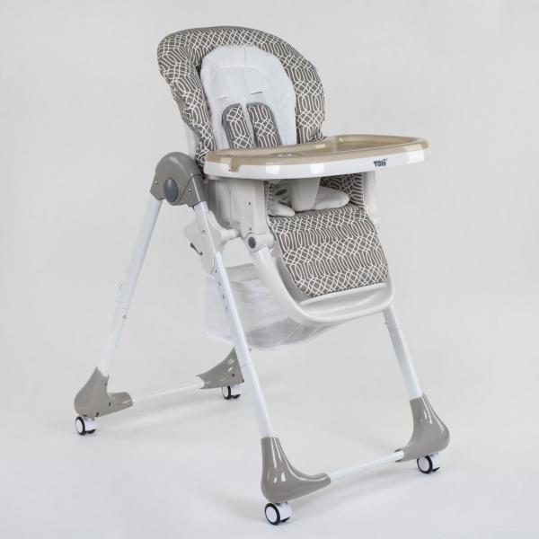 Стульчик для кормления Toti W-22500, мягкий PU, мягкий вкладыш, 4 колеса, съемный столик
