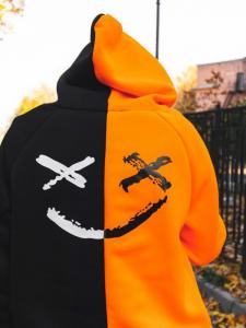 Фото Одежда Двухцветный худи Be Happy черно-оранжевый