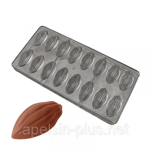 Фото  Форма из поликарбоната для шоколада Мускатный орех, Миндаль 16 ячеек 5,0 см на 2,5 см