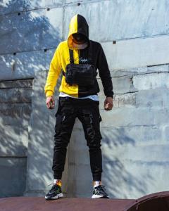 Фото Одежда Двуцветный худи Be Happy черно-желтый