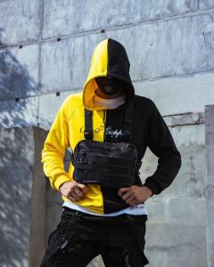 Фото Одежда Двуцветный худи Be Happy черно-желтый