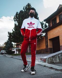 Фото Одежда Теплый худи-зиппер Adidas Thrino Красно-белый