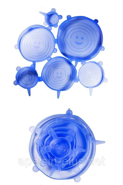 Фото  Крышки силиконовые для хранения продуктов набор из 6 штук от 6 см до 19,5 см ОПТ