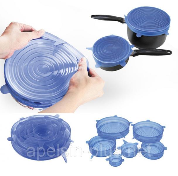 Фото  Крышки силиконовые для хранения продуктов набор из 6 штук от 6 см до 19,5 см ОПТ