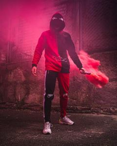 Фото Одежда Теплое худи унисекс Пушка Огонь Twins черно-красное