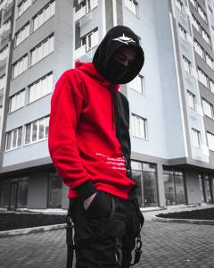 Фото Одежда Теплое худи унисекс Пушка Огонь Twins черно-красное