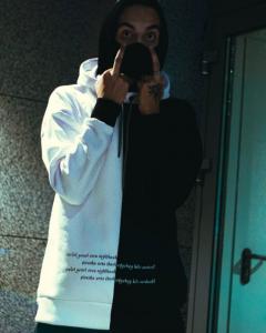 Фото Одежда Теплое худи унисекс Пушка Огонь Twins черно-белое