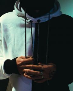 Фото Одежда Теплое худи унисекс Пушка Огонь Twins черно-белое