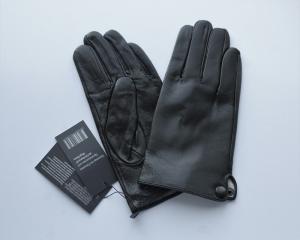 Фото  Мужские кожаные перчатки, подкладка вязка черные