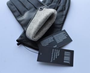 Фото Мужские кожаные перчатки, подкладка вязка черные