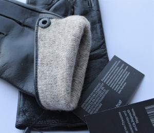 Фото Мужские кожаные перчатки, подкладка вязка черные