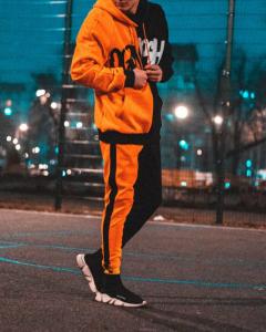 Фото Одежда Теплое худи унисекс Пушка Огонь Scratch черно-оранжевое