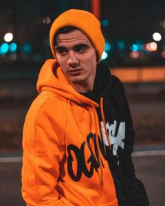 Фото Одежда Теплое худи унисекс Пушка Огонь Scratch черно-оранжевое