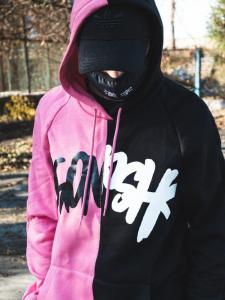 Фото Одежда Теплое худи унисекс Пушка Огонь Scratch Черно-розовое