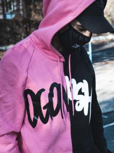 Фото Одежда Теплое худи унисекс Пушка Огонь Scratch Черно-розовое