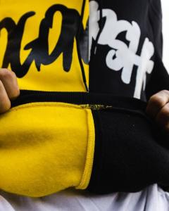 Фото Одежда Теплое худи унисекс Пушка Огонь Scratch Черно-желтое