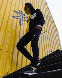 Фото Одежда Теплое худи унисекс Пушка Огонь Scratch Черно-желтое