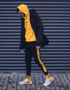 Фото  Теплые спортивные штаны в стиле Off White Temper черные