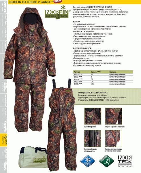 Фото Одежда для рыбаков и охотников, Зимние костюмы Norfin Костюм Norfin Extreem-2 Camo