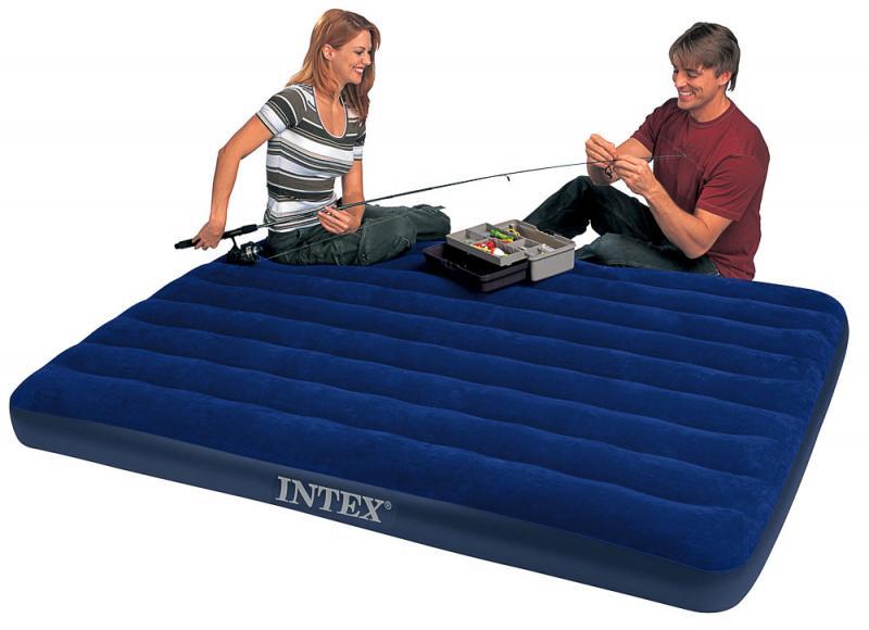 Фото Матрасы, надувные кровати Матрас 2 двухместный надувной  Intex Classic Downy 183х203х22 см.