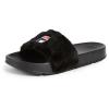  Женские сланцы Baja East x Fila Women's Faux Fur Pool "Black" (Фила) черные Сандалии, вьетнамки, сланцы женские в Украине