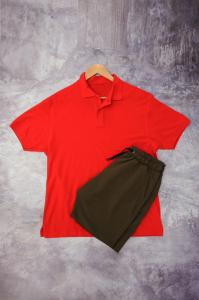 Фото Футболки и поло Комплект - хаки шорты и красная футболка поло