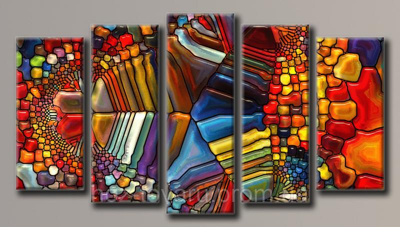 Модульная картина на холсте из 5-ти частей "Мозаика"